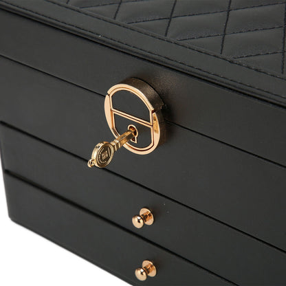 BowLift | Jewelry Box Leather | Lockable Multi-Layer Storage Organizer