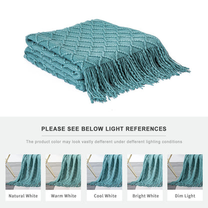 Boho Knit Blanket Throw Tassel Plaid Travel Throw Large Blankets For Sofa Bed Bowlift