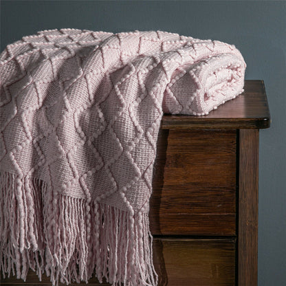 Boho Knit Blanket Throw Tassel Plaid Travel Throw Large Blankets For Sofa Bed Bowlift