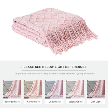 Boho Knit Blanket Throw Tassel Plaid Travel Throw Large Blankets For Sofa Bed Bowlift