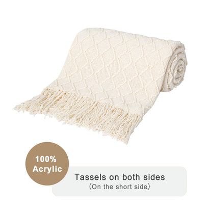 Boho Knit Blanket Throw Tassel Plaid Travel Throw Large Blankets For Sofa Bed Bowlift