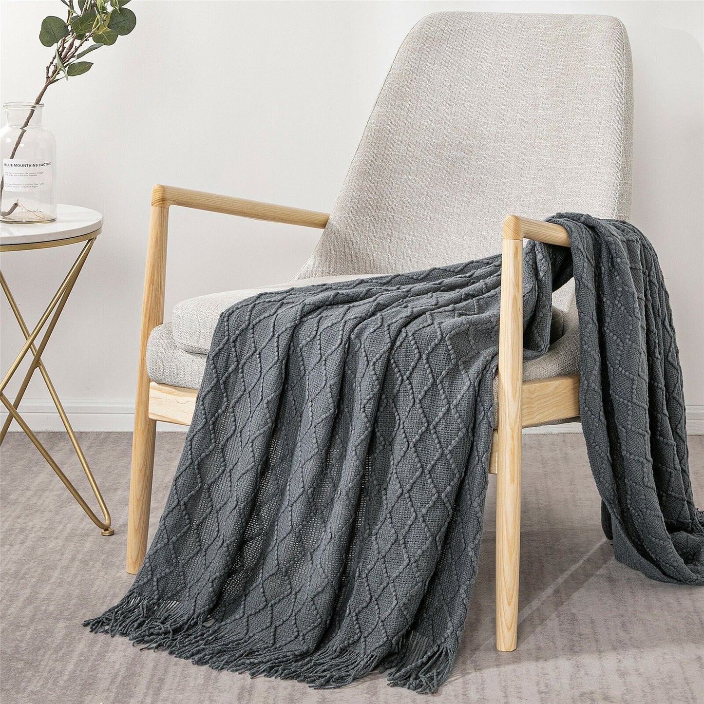 Boho Knit Blanket Throw Tassel Plaid Travel Throw Large Blankets For Sofa Bed Bowlift
