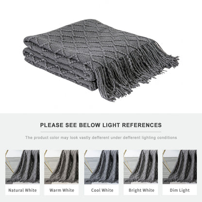 Boho Knit Blanket Throw Tassel Plaid Travel Throw Large Blankets For Sofa Bed Bowlift