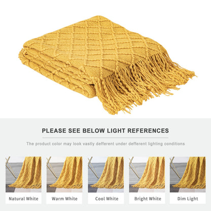Boho Knit Blanket Throw Tassel Plaid Travel Throw Large Blankets For Sofa Bed Bowlift