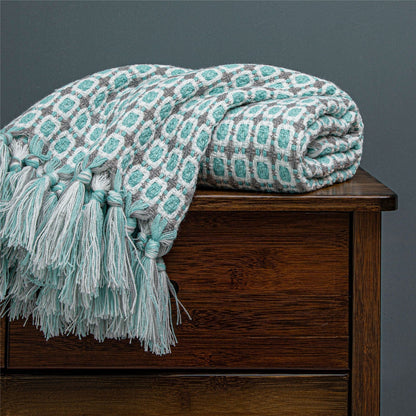 Boho Knit Blanket Throw Tassel Plaid Travel Throw Large Blankets For Sofa Bed Bowlift
