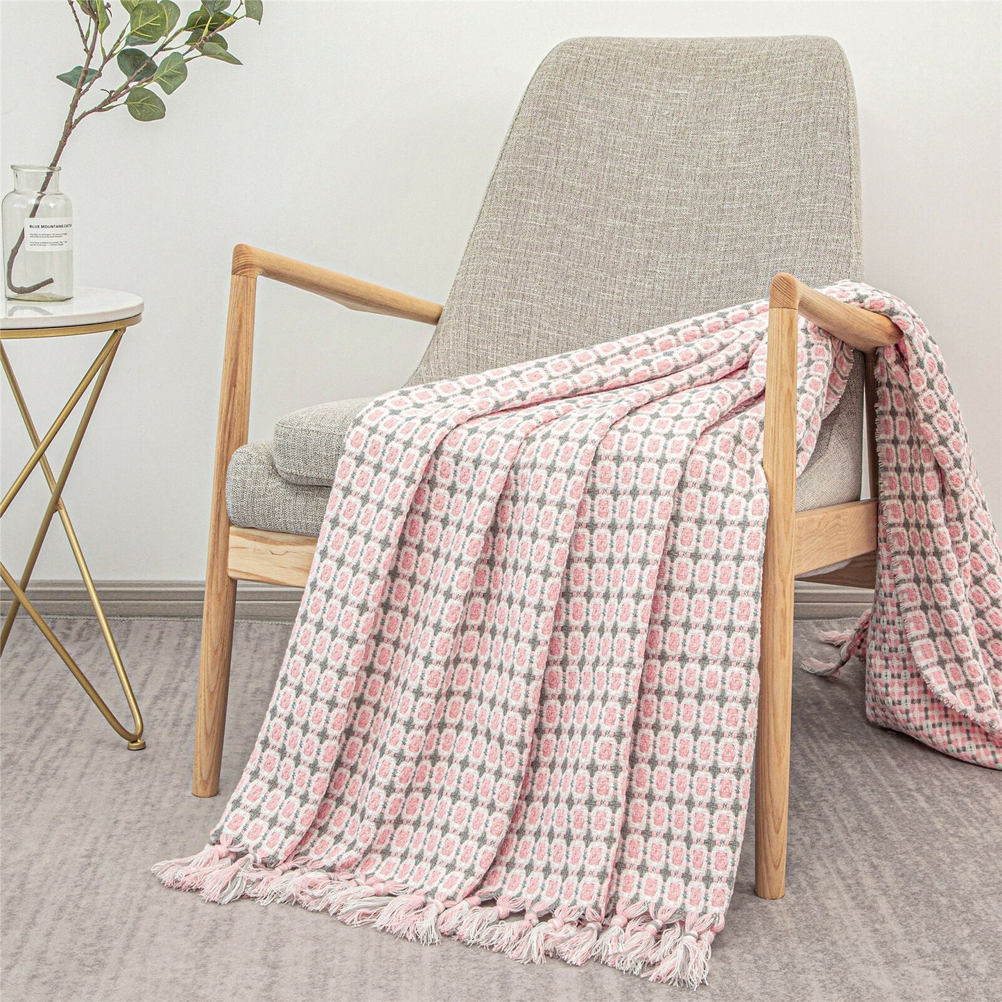 Boho Knit Blanket Throw Tassel Plaid Travel Throw Large Blankets For Sofa Bed Bowlift