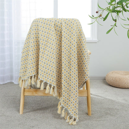 Boho Knit Blanket Throw Tassel Plaid Travel Throw Large Blankets For Sofa Bed Bowlift