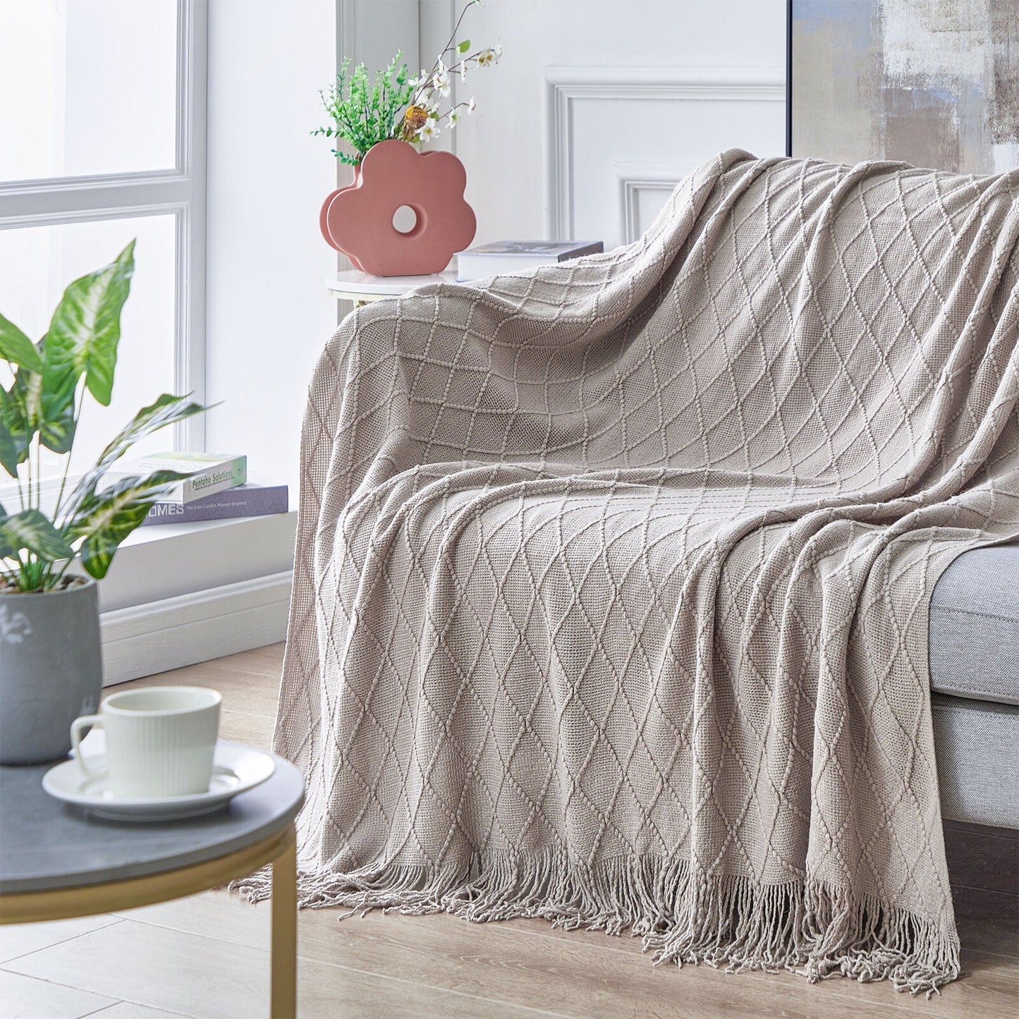 Boho Knit Blanket Throw Tassel Plaid Travel Throw Large Blankets For Sofa Bed Bowlift