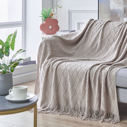 Boho Knit Blanket Throw Tassel Plaid Travel Throw Large Blankets For Sofa Bed Bowlift