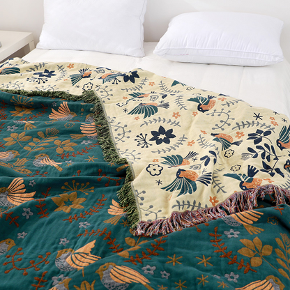 Premium Reversible Scandinavian Bird Throw Blanket - Extra Soft Bowlift