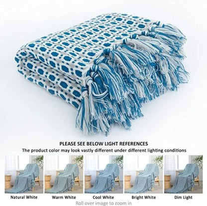Boho Knit Blanket Throw Tassel Plaid Travel Throw Large Blankets For Sofa Bed Bowlift