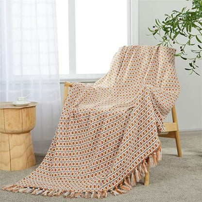Boho Knit Blanket Throw Tassel Plaid Travel Throw Large Blankets For Sofa Bed Bowlift