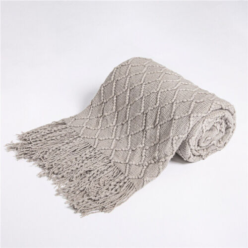 Boho Knit Blanket Throw Tassel Plaid Travel Throw Large Blankets For Sofa Bed Bowlift