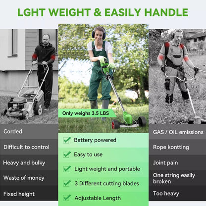 BowLift | Powerful Electric Battery Operated Cordless Weed Eater / Grass Trimmer