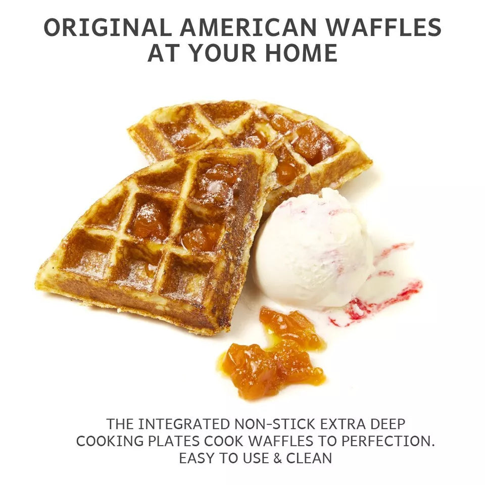 Kalsten | Deep-Fill Waffle Maker | Non-Stick, Adjustable Temperature & Compact Design for Homemade Belgian Waffles