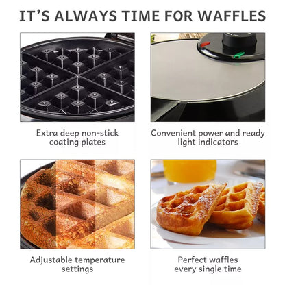 Skanto | Deep-Fill Waffle Maker | Non-Stick, Adjustable Temperature & Compact Design for Homemade Belgian Waffles
