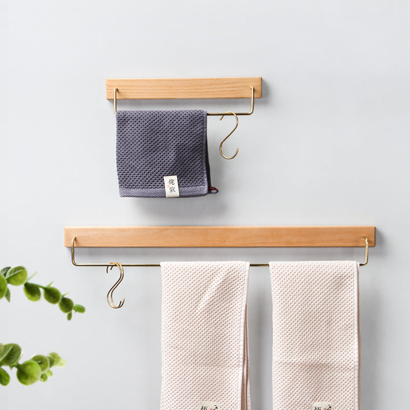 Wood & Brass Towel Holder for easy wall mounting | Karnz