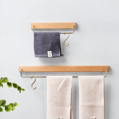 Wood & Brass Towel Holder for easy wall mounting | Karnz