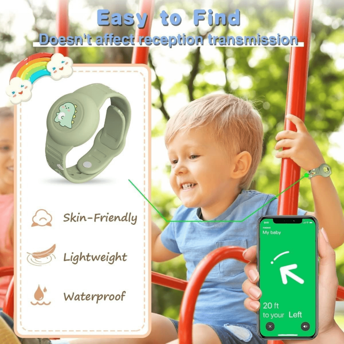BowLift | SAFESNUG – Kids’ Airtag Bracelet with Fun Dino Design
