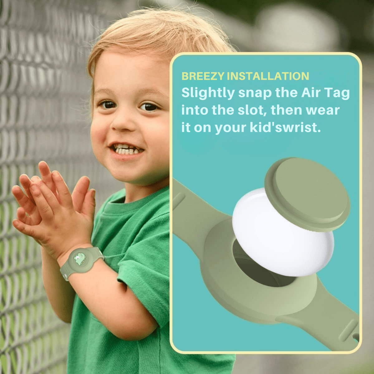 BowLift | SAFESNUG – Kids’ Airtag Bracelet with Fun Dino Design