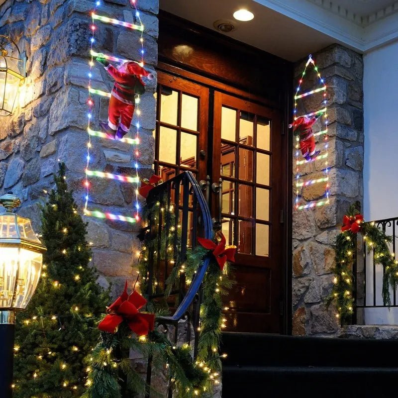 Skanto | Santa Climbing Ladder with LED – 8 Mode Outdoor Christmas Decoration