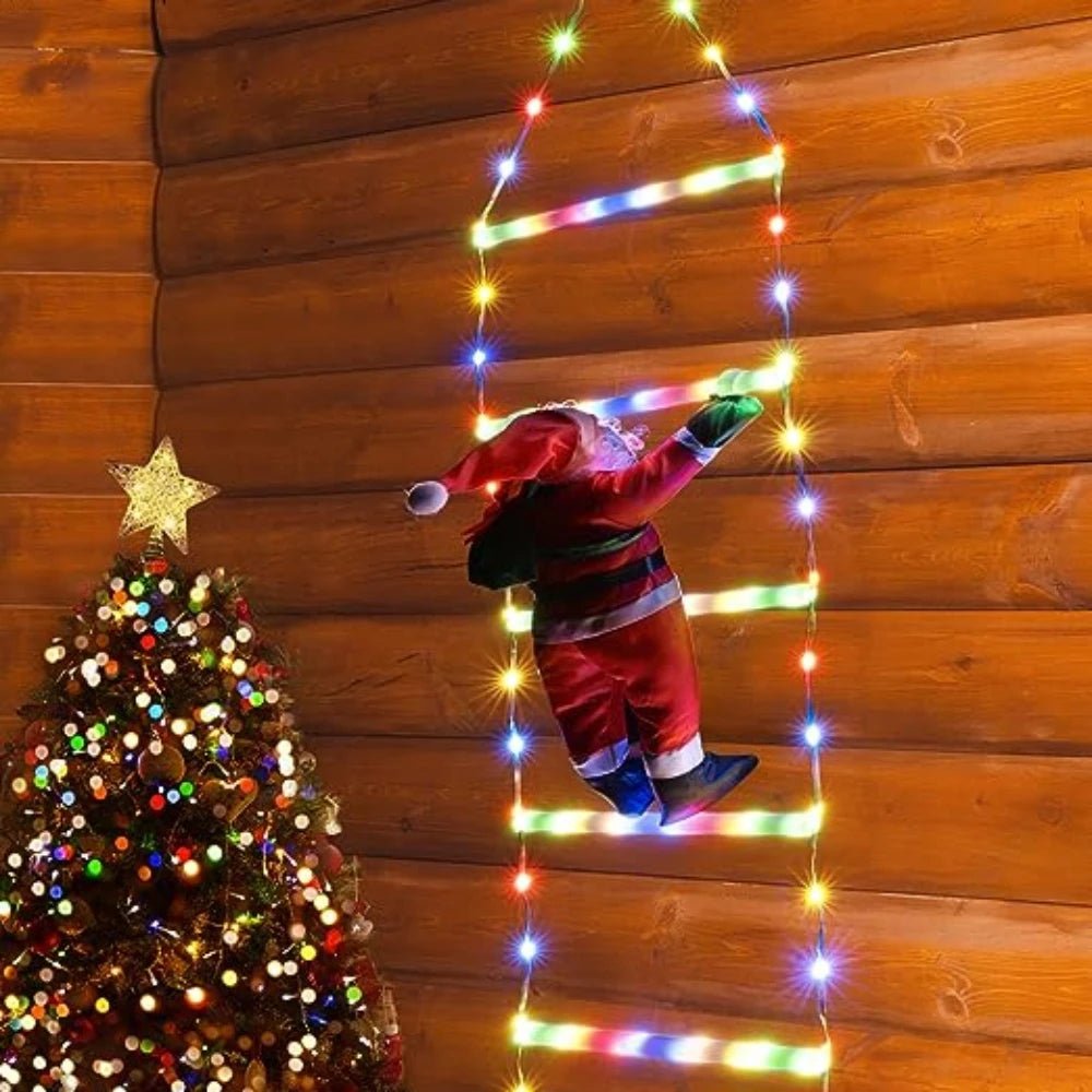 Skanto | Santa Climbing Ladder with LED – 8 Mode Outdoor Christmas Decoration