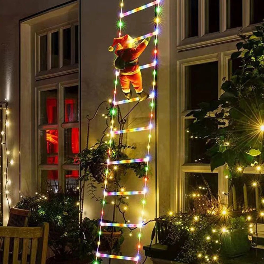 Skanto | Santa Climbing Ladder with LED – 8 Mode Outdoor Christmas Decoration