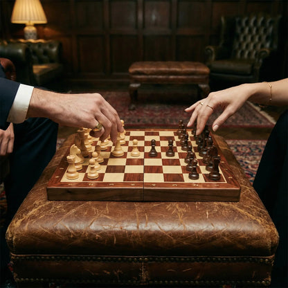 Wooden foldable chess set with chess pieces | Brehn