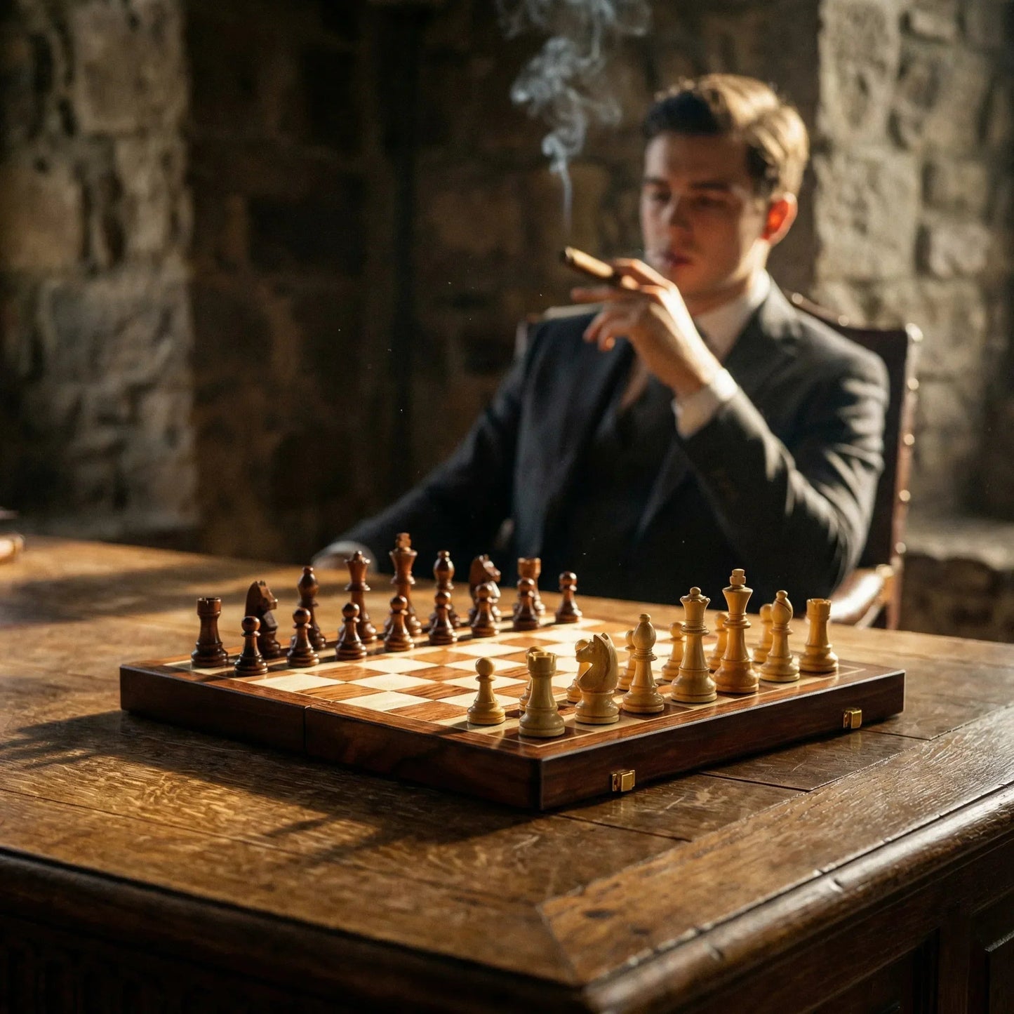 Wooden foldable chess set with chess pieces | Brehn