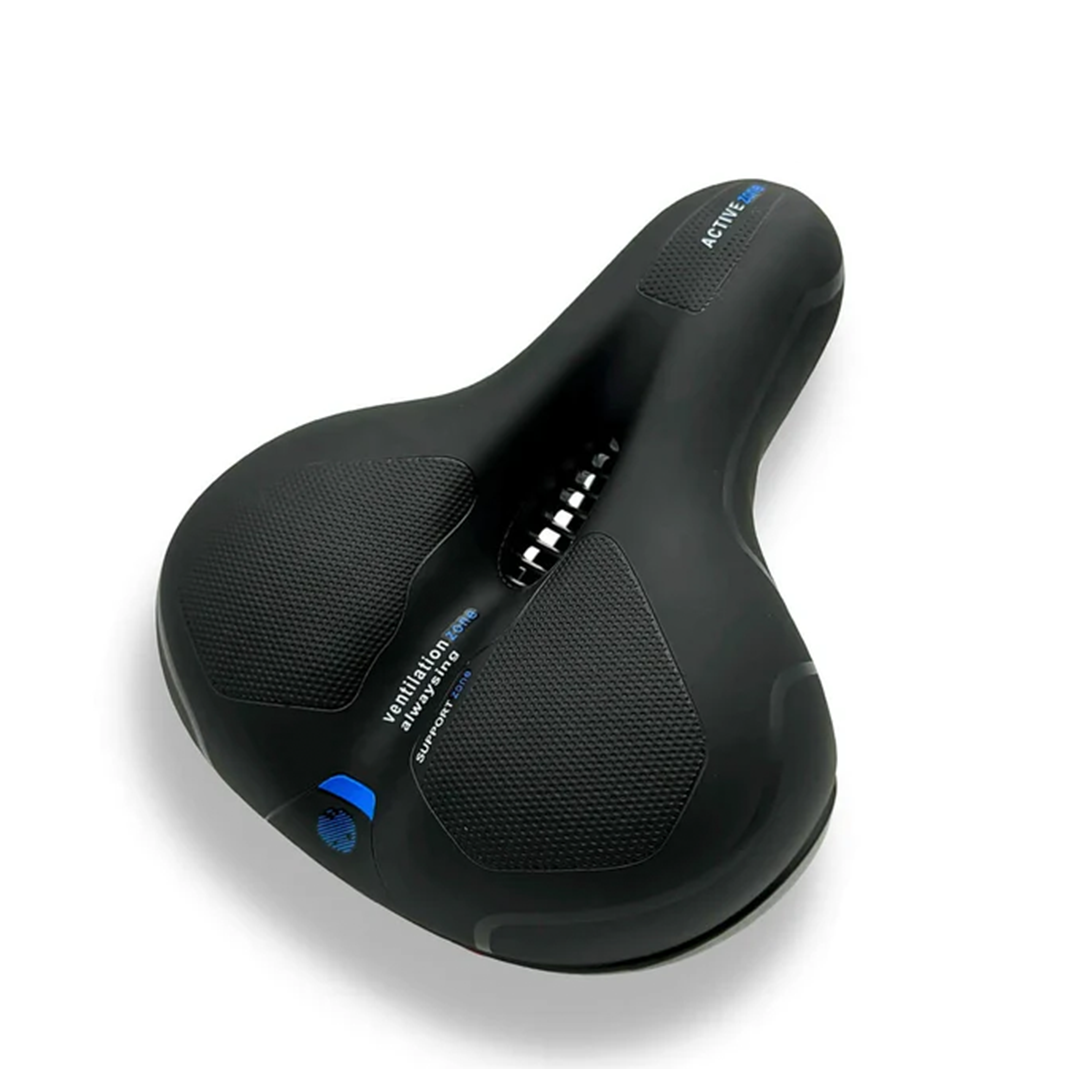 Bicycle saddle with gel cushion and shock absorption