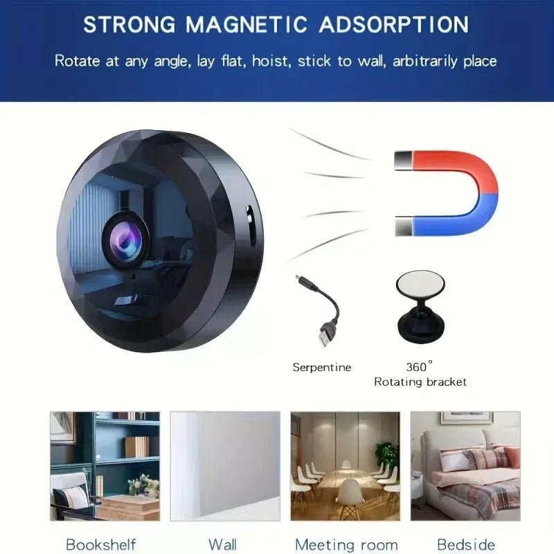 Skanto | OPTIGUARD – Magnetic Mini WiFi Camera 1080P HD with Night Vision & Motion Detection