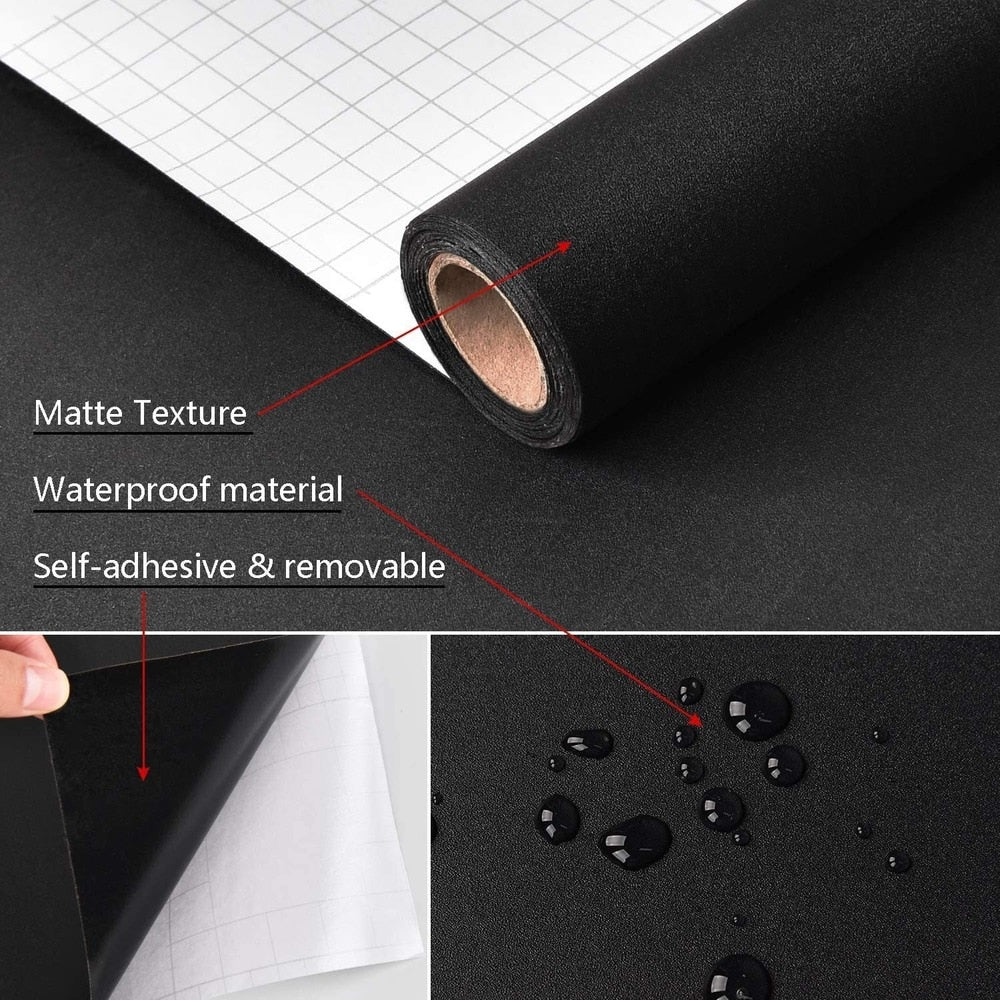 Self-adhesive Film Black Thickened Kitchen Cabinet Sticker Matt | Bowlift