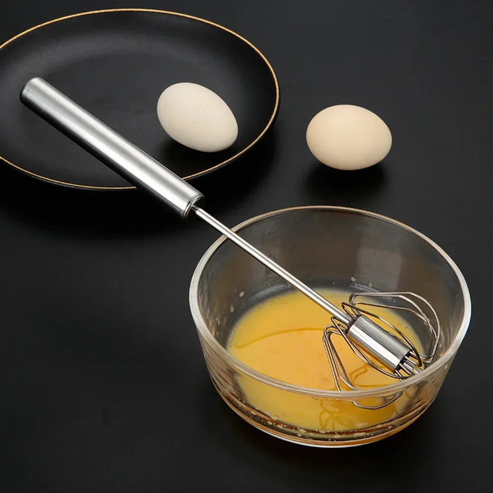 Semi-automatic Egg Whisk Stainless Steel Whisk Press Type Egg Beater | Karnz