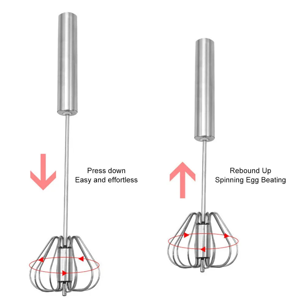 Semi-automatic Egg Whisk Stainless Steel Whisk Press Type Egg Beater | Karnz