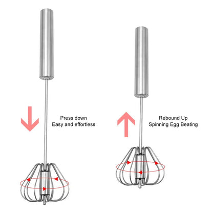 Semi-automatic Egg Whisk Stainless Steel Whisk Press Type Egg Beater | Karnz