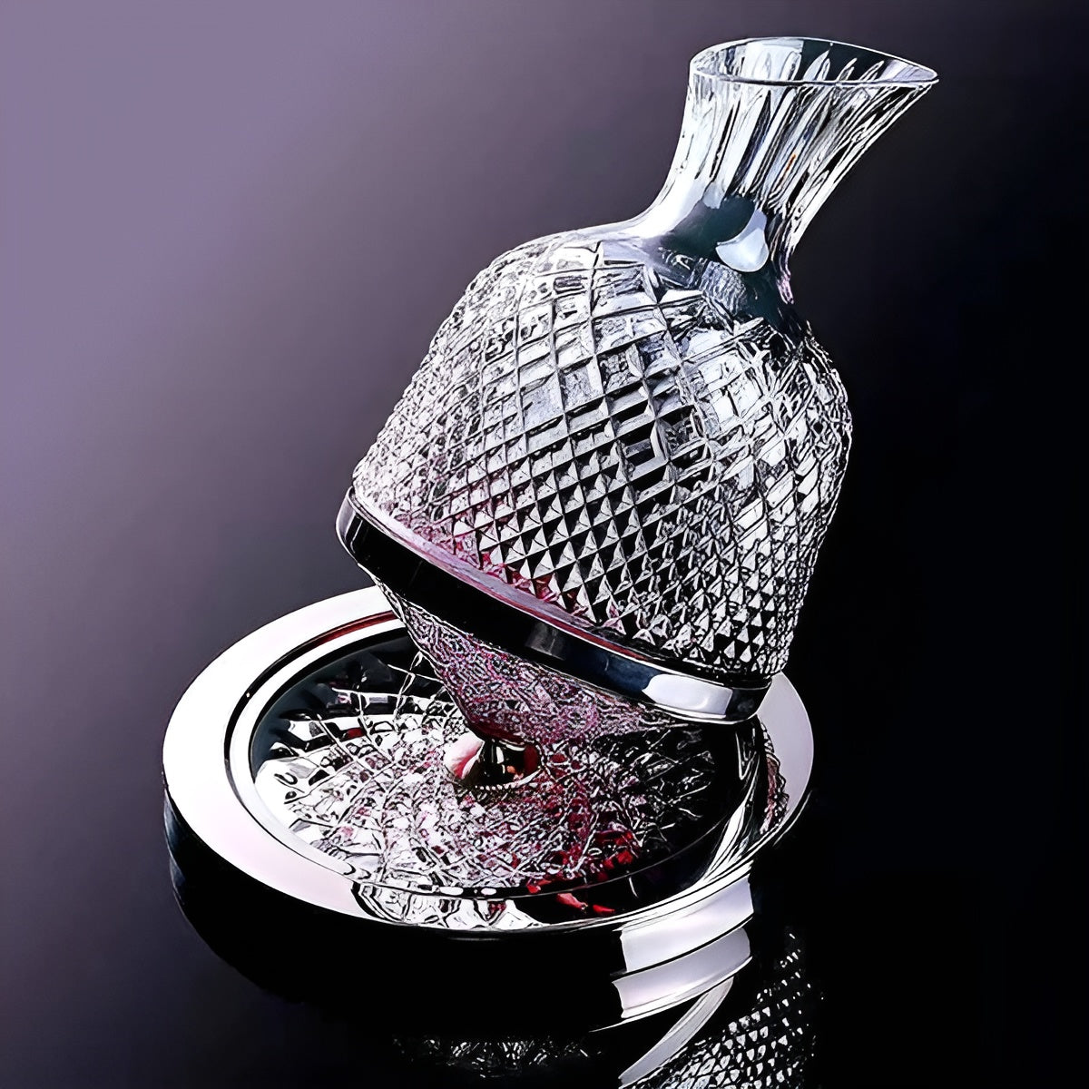 Crystal Glass Carafe – 360° RotataBowlifte and Elegant | 1.5 L Wine and Beverage Dispenser | Bowlift