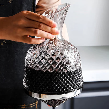 Crystal Glass Carafe – 360° RotataBowlifte and Elegant | 1.5 L Wine and Beverage Dispenser | Bowlift