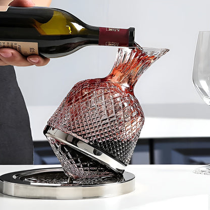 Crystal Glass Carafe – 360° RotataBowlifte and Elegant | 1.5 L Wine and Beverage Dispenser | Bowlift