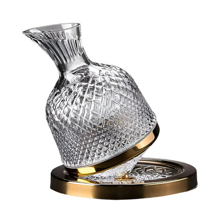 Crystal Glass Carafe – 360° RotataBowlifte and Elegant | 1.5 L Wine and Beverage Dispenser | Bowlift