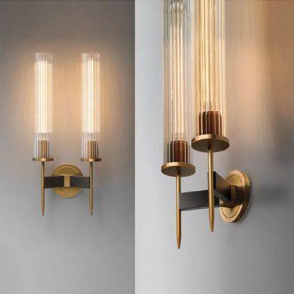 Skanto | Möni | Modern Wall Lamp with Ribbed Glass and Brass Finish