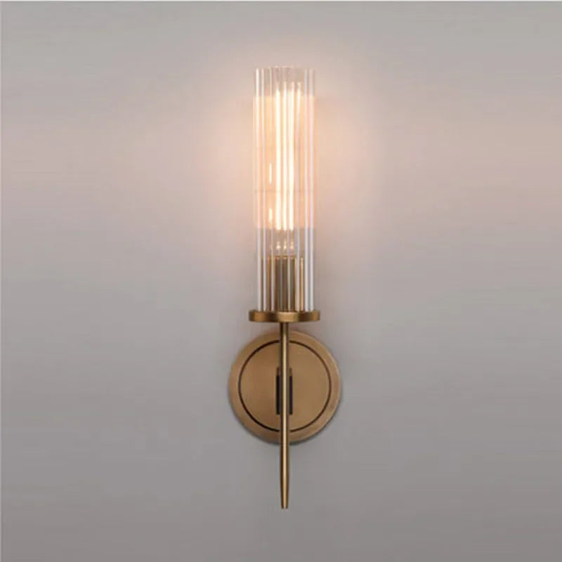 Skanto | Elegant Wall Lamp with Ribbed Glass and Brass Accent