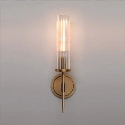 Skanto | Elegant Wall Lamp with Ribbed Glass and Brass Accent