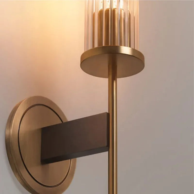 Skanto | Elegant Wall Lamp with Ribbed Glass and Brass Accent
