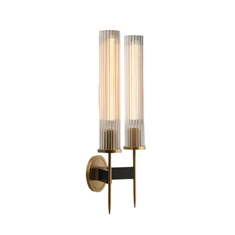 Skanto | Möni | Modern Wall Lamp with Ribbed Glass and Brass Finish
