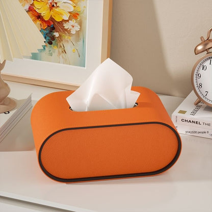 Tissuebox - OvalElegance - Leather Design - Functional & Stylish
