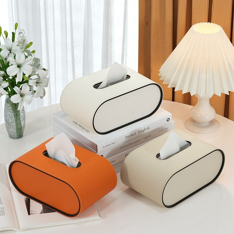 Tissuebox - OvalElegance - Leather Design - Functional & Stylish
