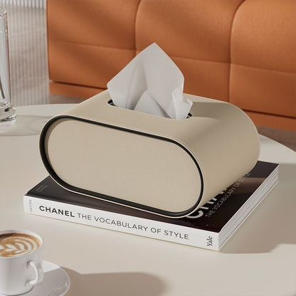 Tissuebox - OvalElegance - Leather Design - Functional & Stylish