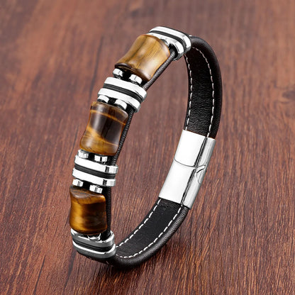 BowLift | Leather Bracelet with Tiger Eye Natural Stone