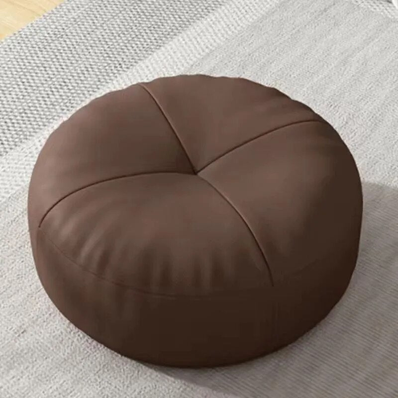 Simple Japanese Style Nappa Leather Foot Cushion Round | Karnz