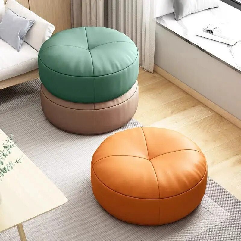Skanto | Zen Cushion – Round Japanese Floor Cushion in Nappa Leather, Tatami Style